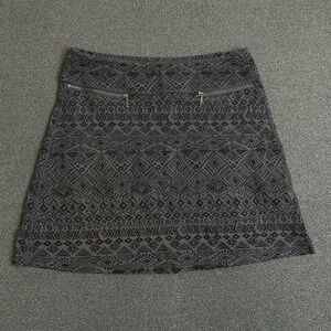 Athleta Skirt Womens Small Gray Geometric Knit Zip Pockets Athletic Activewear